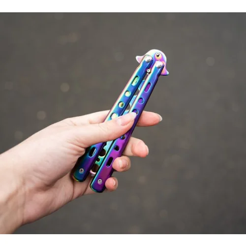 Nóż motylkowy do treningu- tęczowy