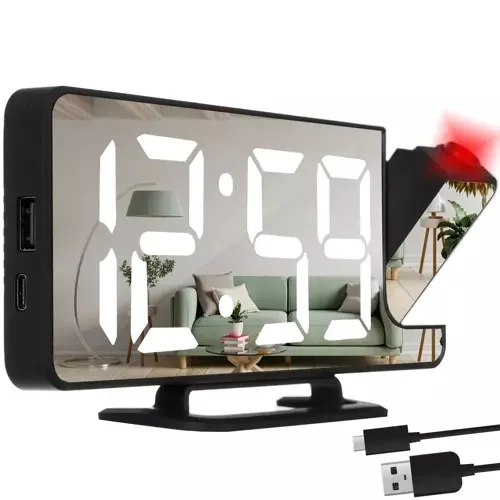 Budzik- zegar LED z projektorem