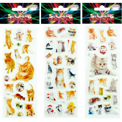 Naklejki Wypukłe Koty – Zestaw Dekoracyjny Aliga