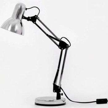 METALOWA LAMPKA BIURKOWA SREBRNA CHROM