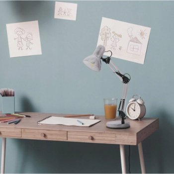 METALOWA LAMPKA BIURKOWA SREBRNA CHROM