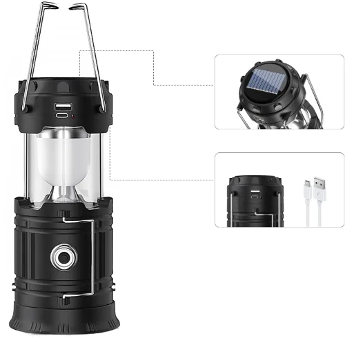 Lampka Solarna Turystyczna Składana Kempingowa