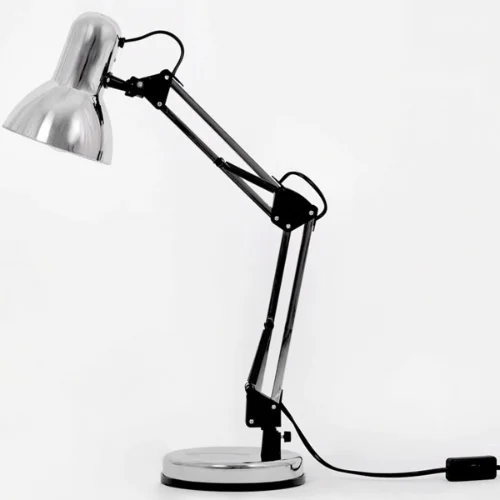 METALOWA LAMPKA BIURKOWA SREBRNA CHROM