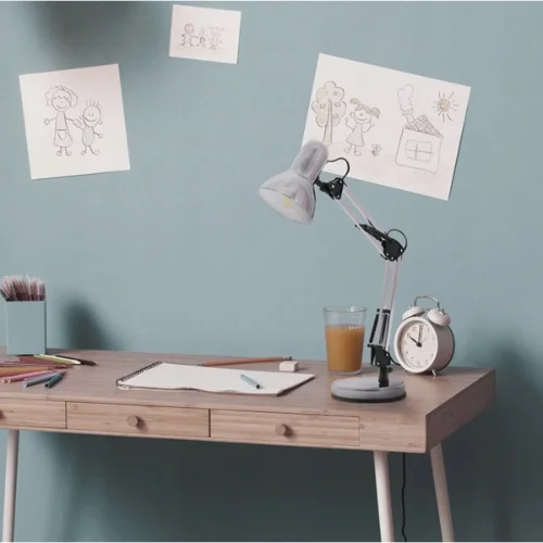 METALOWA LAMPKA BIURKOWA SREBRNA CHROM