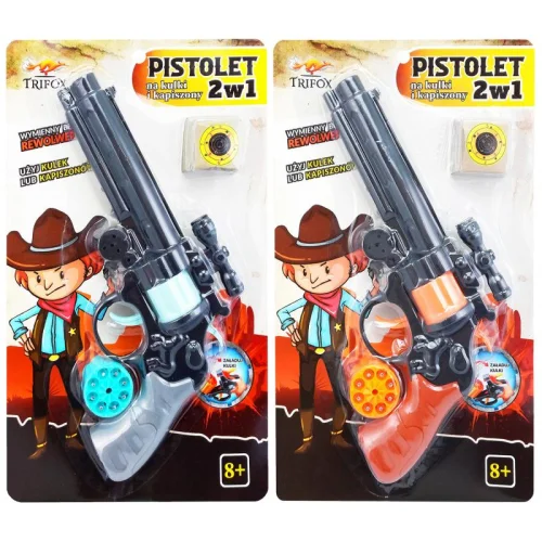 Pistolet 2w1 na kapiszony i kulki - 20 cm