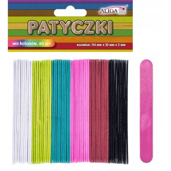 PATYCZKI PASTELOWE MIX KOLORÓW 60 SZTUK