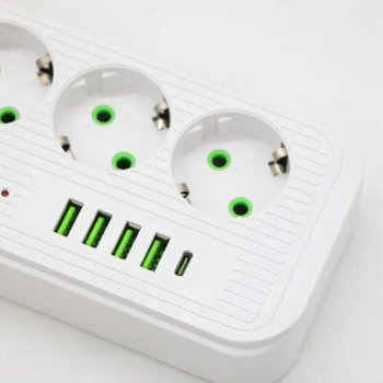 Listwa Zasilająca 8w1 z USB-C | 3 Gniazda,  Biały