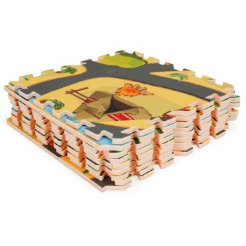 Mata Piankowa dla Dzieci Puzzle Safari 9el 93x93cm