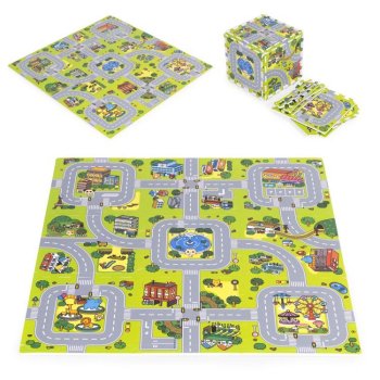 Duża Mata Piankowa Puzzle Miasto 21el 90x90cm