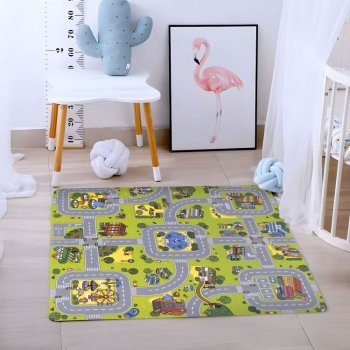 Duża Mata Piankowa Puzzle Miasto 21el 90x90cm