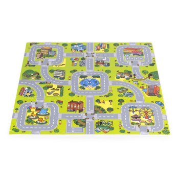 Duża Mata Piankowa Puzzle Miasto 21el 90x90cm