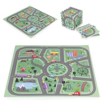 Duża Mata Piankowa Puzzle Miasto 21el 90x90cm