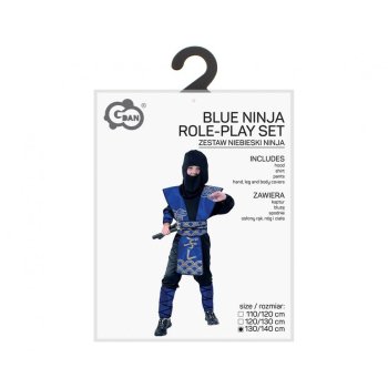 Strój dla Dzieci Niebieski Ninja z Pancerzem 130cm
