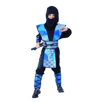 Strój dla Dzieci Niebieski Ninja z Pancerzem 120cm