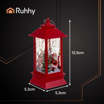 Świąteczna Latarenka LED ze Świeczką (Czerwona )