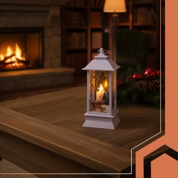 Świąteczna Latarenka LED ze Świeczką(Biała )