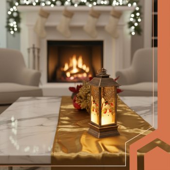 Świąteczna Latarenka LED ze Świeczką  (Miedziana)
