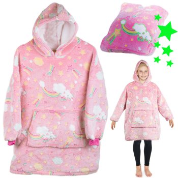 Bluza Koc Oversize dla Dzieci  Świecąca  Różowa