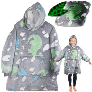 Bluza Koc Oversize dla Dzieci  Świecąca Szara