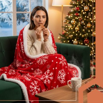 Koc Świąteczny RUHHY Dwustronny z Barankiem130x170