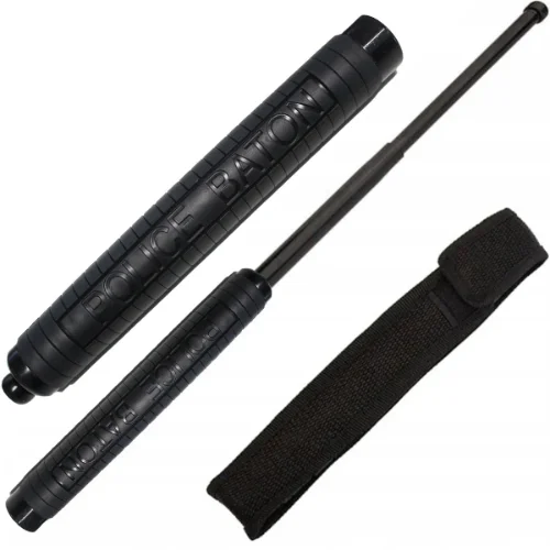 PAŁKA TELESKOPOWA BATON POLICYJNA METALOWA GUMOWA