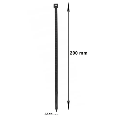 Opaska Zaciskowa  3,6 x 200 mm – Zestaw 100 sztuk