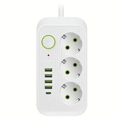 Listwa Zasilająca 8w1 z USB-C | 3 Gniazda,  Biały