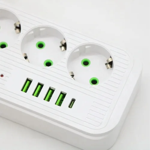 Listwa Zasilająca 8w1 z USB-C | 3 Gniazda,  Biały