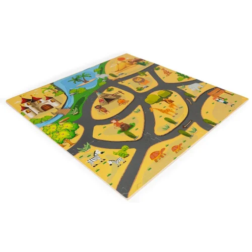 Mata Piankowa dla Dzieci Puzzle Safari 9el 93x93cm