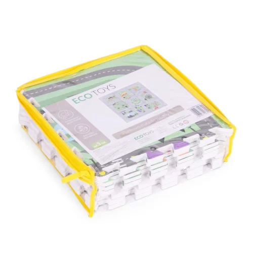 Duża Mata Piankowa Puzzle Miasto 21el 90x90cm