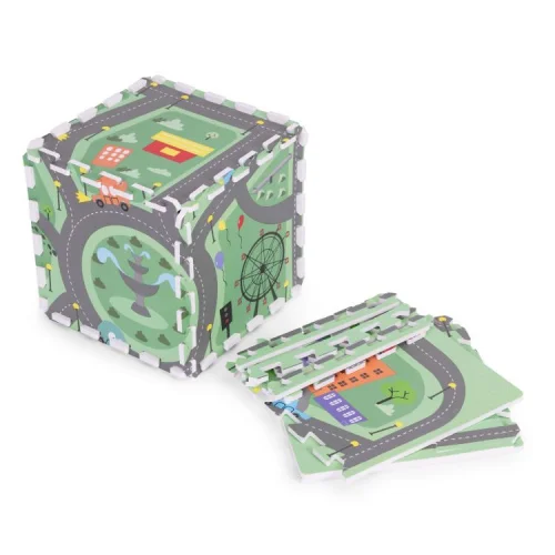 Duża Mata Piankowa Puzzle Miasto 21el 90x90cm