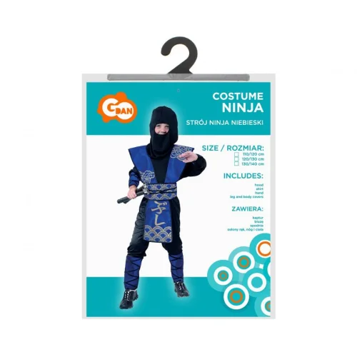 Strój dla Dzieci Niebieski Ninja z Pancerzem 130cm