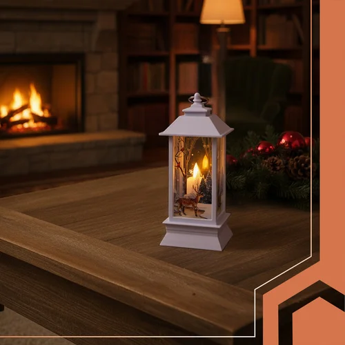 Świąteczna Latarenka LED ze Świeczką(Biała )