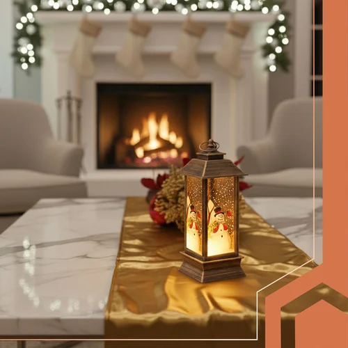 Świąteczna Latarenka LED ze Świeczką  (Miedziana)