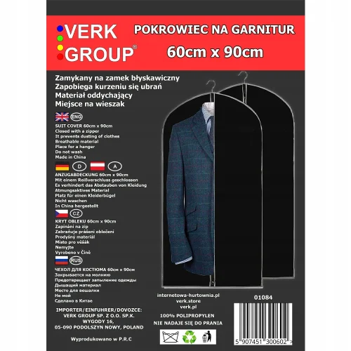Pokrowiec na garnitur ubrania 60x90cm suwak worek