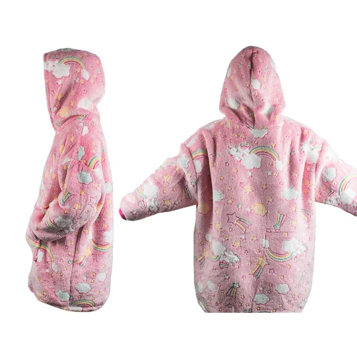 Bluza Koc Oversize dla Dzieci  Świecąca  Różowa