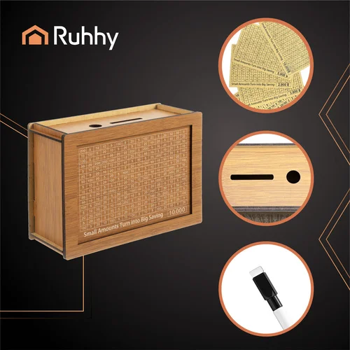 DREWNIANA SKARBONKA WYKREŚLANKA RUHHY „10 000”