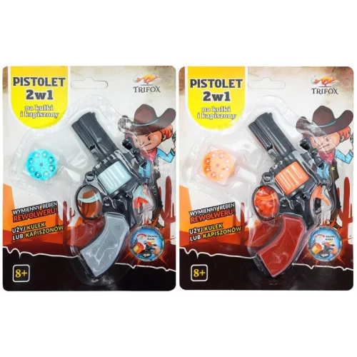 Pistolet 2w1 na kapiszony i kulki - 12 cm